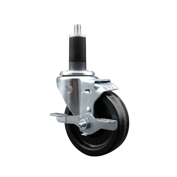 4'' Phenolic Swivel 1-1/4'' Expanding Stem Caster with Brake